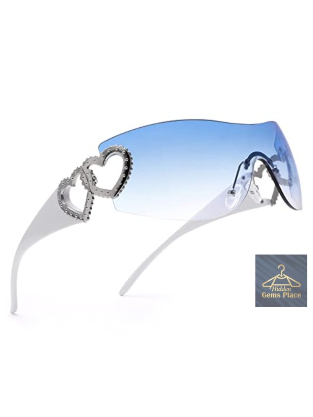 Y2K Oversized Rimless Wrap Around Sunglasses Unisex Trendy
